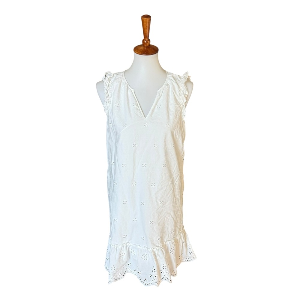 Madewell Eyelet Knee-Length Ruffled Sundress White Size Medium